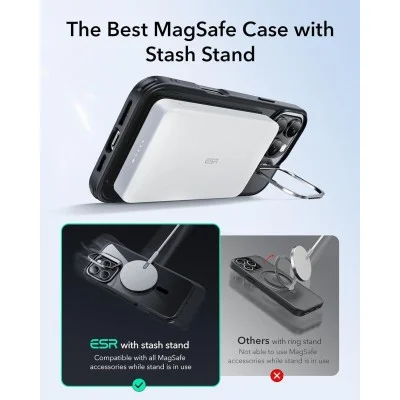 Cover Iphone 16 Pro Max Classic Hybrid With Stash Stand Case Esr - Black